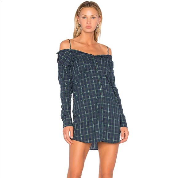 - Revolve Bailey 44 Anglin off Shoulder dress  or tunic plaid - Picture 1 of 4